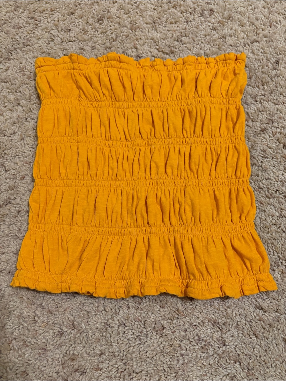 Anthropologie Raffia-Textured Smocked Strapless Top — Mango